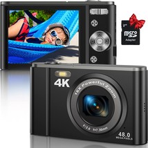 Digital Camera, 4K 48Mp Vlogging Camera Compact Pocket Camera With 16X Zoom 32Gb - £71.55 GBP