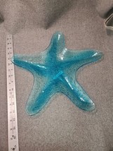 Beautiful Blue Glass Starfish Dish Art Glass 14” Wide - £10.66 GBP