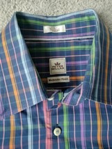 Peter Millar Shirt Mens L Weekender finish Blue Plaid Button Up Long Sle... - $17.82