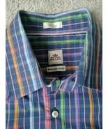 Peter Millar Shirt Mens L Weekender finish Blue Plaid Button Up Long Sle... - £14.01 GBP