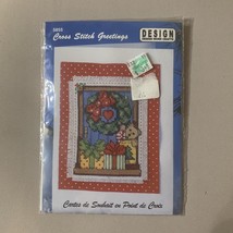 Cross Stitch Greetings 5855 by Design Works Teddy Bear Presents Wreath - £5.31 GBP