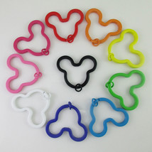 50pcs of 38mm Assorted 8-10 Rainbow Colors Mickey Shaped Keychain Split Key Ring - £22.35 GBP