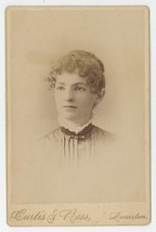 Antique Circa 1880s Cabinet Card Beautiful Woman Eyes Curtis &amp; Ross Lewiston, ME - £7.45 GBP