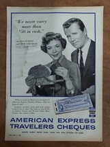 American Express Travelers Cheques Ida Lupino Howard Duff 1958 Vintage P... - $8.90