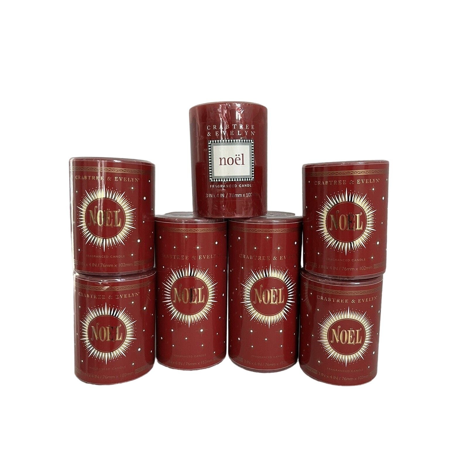 7x Crabtree & Evelyn Noel Pillar Candles HTF Discontinued 4-6” Holiday Christmas - £213.53 GBP