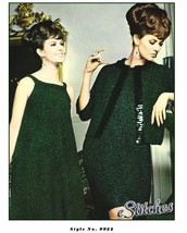1960s A Line Tent Dress,  Sleeveless with Jacket - 2 Knit patterns (PDF 9922) - £3.16 GBP