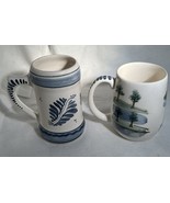 Pair of Delft Holland USA Handpainted Mugs Marked DVK M100 Windmill Floral - $19.75