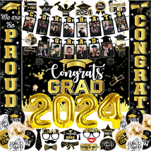 2024 Graduation Party Decorations Black and Gold, Graduation Decorations Class o - £23.66 GBP