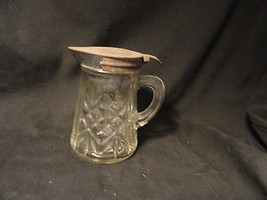 Crystal Depression Glass Syrup orCreamer with Tin Lid 4.5 in High - $15.99
