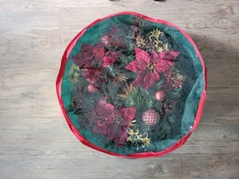 Christmas Berries and Poinsettia 24&quot; Artificial Door Wreath with Storage... - £58.77 GBP