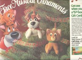 Free Musical Ornaments Placemat 1988 McDonald's Walt Disney Pictures Oli... - $17.82