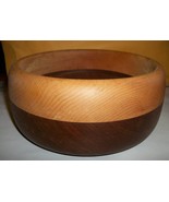 Home Treasure Wood 2-Toned Brown Wooden Serving Bowl Round Kitchen Tool ... - $18.99