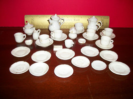 Toy Treasure Doll Tea Set Miniature White Ceramic Porcelain Dishes Plates Butter - £139.87 GBP