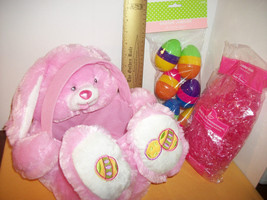 Dan Dee Easter Basket Kit Light Pink Plush DanDee Bunny Rabbit Grass Circus Eggs - £14.91 GBP