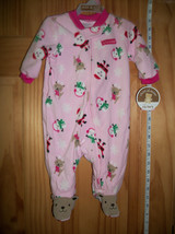 Carter Baby Clothes 0M-3M Newborn Playsuit Pink First Christmas Holiday Sleeper - £9.74 GBP