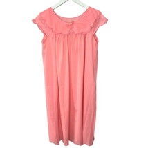 Vintage 60s Shadowline Peignoir Nightgown Pink Size S Nylon Lace 39&quot; Short Sleev - £27.65 GBP