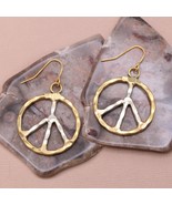Woodstock Vibes Silver Gold Peace Sign Earring - €12,75 EUR
