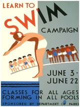 9456.Learn to swim.sponsored by department of parks.POSTER.decor Home Office art - $17.10+