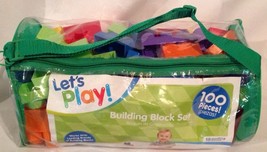 Let&#39;s Play Building Block Set 100 Multi Color Blocks &amp; Storage Bag Toddl... - $17.94