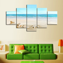 Multi Panel Print Seashell Beach Canvas 5 Pc Wall Art Sand Ocean Picture Sea - £21.87 GBP+