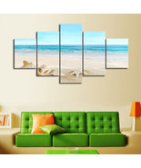 Multi Panel Print Seashell Beach Canvas 5 Pc Wall Art Sand Ocean Picture... - £21.80 GBP+