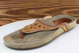 Margaritaville Sz 7 M Brown Thong Leather Women Sandals Diamond cove - £15.79 GBP