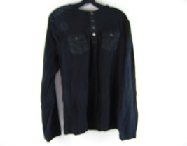 Rock &amp; Republic Black Cotton 1/4 Button Up Long Sleeve Shirt L - $24.74