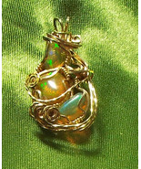 Wp101 14KT gold filled Ethiopian opal 3 piece wire wrap pendant - $822.31 CAD