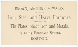 Brown McClure Wales Boston advertising business trade card iron hardware... - €12,24 EUR