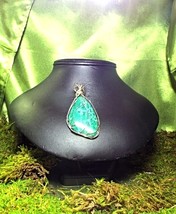 Wp51 .925 argentium sterling silver wire wrap pendant with fernleaf chrysocolla - £95.00 GBP