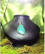 Wp51 .925 argentium sterling silver wire wrap pendant with fernleaf chrysocolla - $119.00