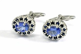 Silver Tanzanite Wedding Cufflinks 2 Ct Tanzanite Cufflinks Sapphire Cuf... - £93.19 GBP