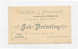 Job Printing Advertising Card Arthur J Morris College Hill Albion Michig... - $13.86