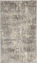 2' X 4' Beige And Grey Abstract Power Loom Non Skid Area Rug - $1,096.51 MXN