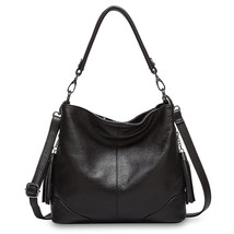 100% Genuine Leather Grey Handbag Fashion Lady Shoulder Bag With Tassel High Qua - £76.07 GBP