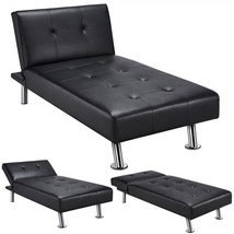 Faux Leather Chaise Lounge Convertible Chaise Futon Chaise Daybed Recliner Bed - £276.88 GBP