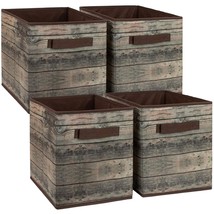 Sorbus Foldable Storage Cube Basket Bin, Rustic Wood Grain Print, 4-Pack (Rustic - £36.72 GBP