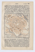 1914 Original Antique City Map Of Brieg Brzeg Silesia Schlesien Germany Poland - £22.53 GBP