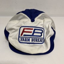 Vintage 1979s Farm Bureau Cap Hat Cabbie Newsboy Blue/white Canvas Strap... - $17.42