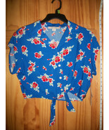 Fashion Gift Adam Levine Women Clothes Large Maroon 5 Blouse Blue Flower... - $20.70 CAD