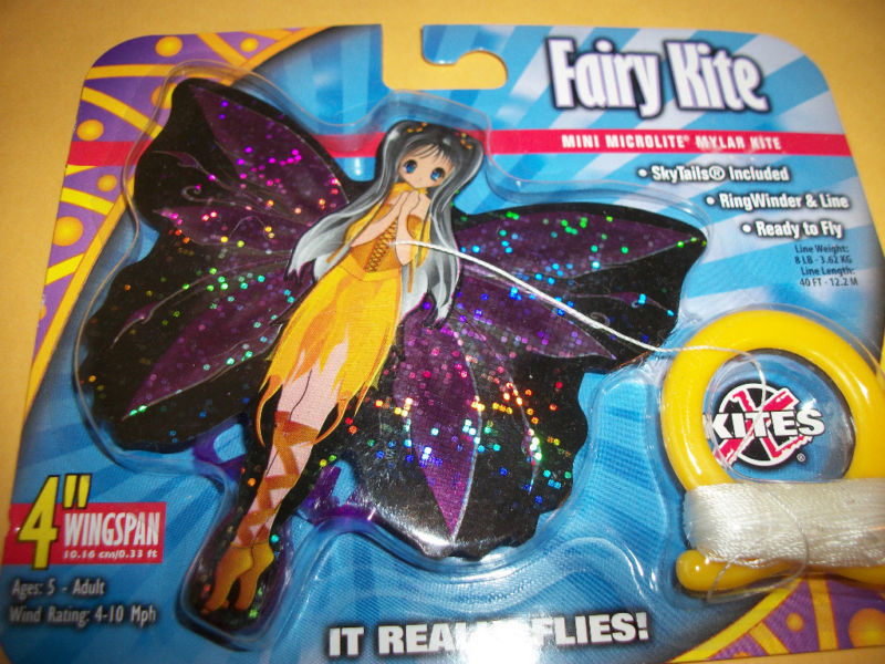 Toy Gift Fairy Kite Mini Microlite Mylar SkyTails Purple Wing Pixie Silv... - $6.64