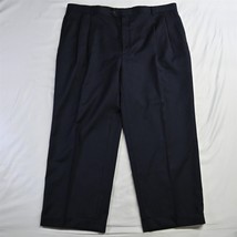Joseph &amp; Feiss 44 x 30 Navy Blue Stripe Pleated Cuffed Wool Mens Dress Pants - £15.89 GBP