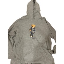 Polo Ralph Lauren Men&#39;s 2XLT Polo BEAR Football Grey Hoodie shirt distre... - $69.99