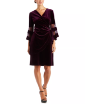 New Rm Richards Purple Velvet Faux Wrap Sheath Dress Size 18 W Women $140 - £55.94 GBP