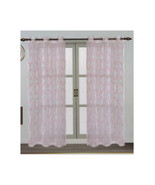  Sheer Curtains   w/ Grommets 2 piece set Blush Pink Drapes 76x84 Geomet... - $36.71