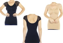Rhonda Shear Seamless Shaping Tank with Cap Lace Seeves - £10.19 GBP+