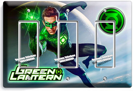 Green Lantern Superhero Earth Guardian Ring Triple Gfci Light Switch Wall Decor - £13.15 GBP