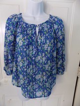 Abercrombie &amp; Fitch Blue &amp; White Floral  Print Blouse Size S Women&#39;s NWOT - £15.49 GBP