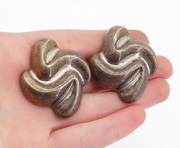 MEXICO 925 Silver - Vintage Dark Tone Swirl Non Pierce Clip On Earrings - EG2231 - £60.25 GBP