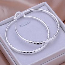 beautiful Fashion 925 Silver Cute women 5cm Circle Earring nice round lady gift - £6.01 GBP